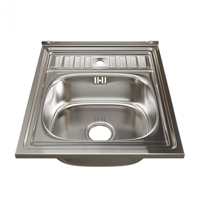 Мойка нерж 500х600 (0,8)мм накл 3 1/2 гл. 18 см, с сиф. MIXLINE