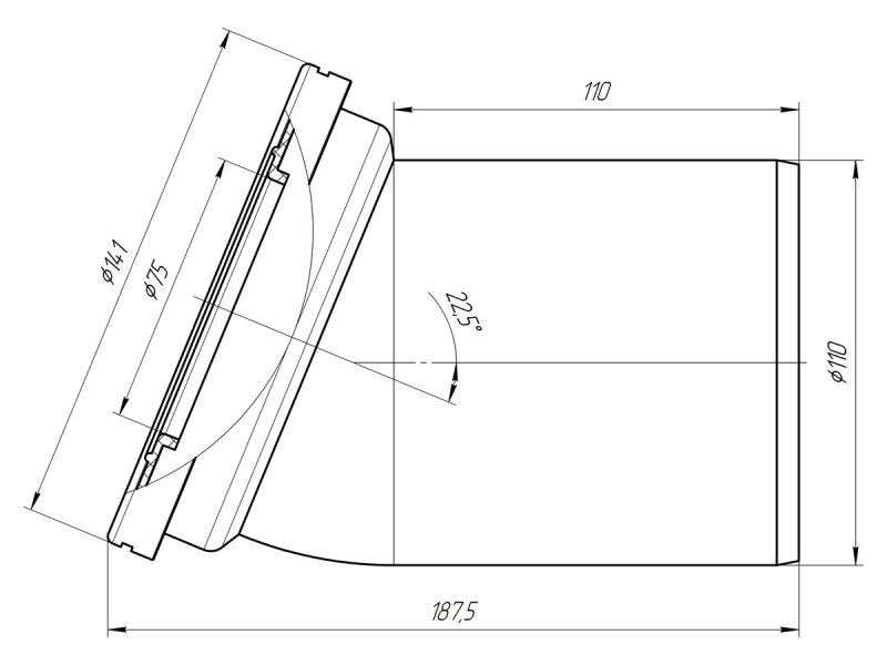 Отвод для унитаза /фановая труба/ 22,5' (32 шт)  АНИ ПЛАСТ  W2220
